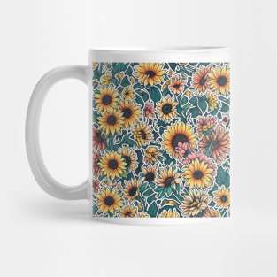 Sunflower Flora Minimalist Positive Retro Vintage Mug